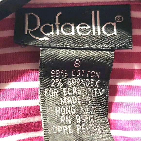 RAFAELLA RED/WHITE STRIPED 3/4 SLV SHIRT SZ 8 - Picture 2 of 8